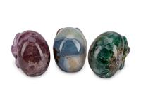 Three Carved Semi-Precious Stone Skulls