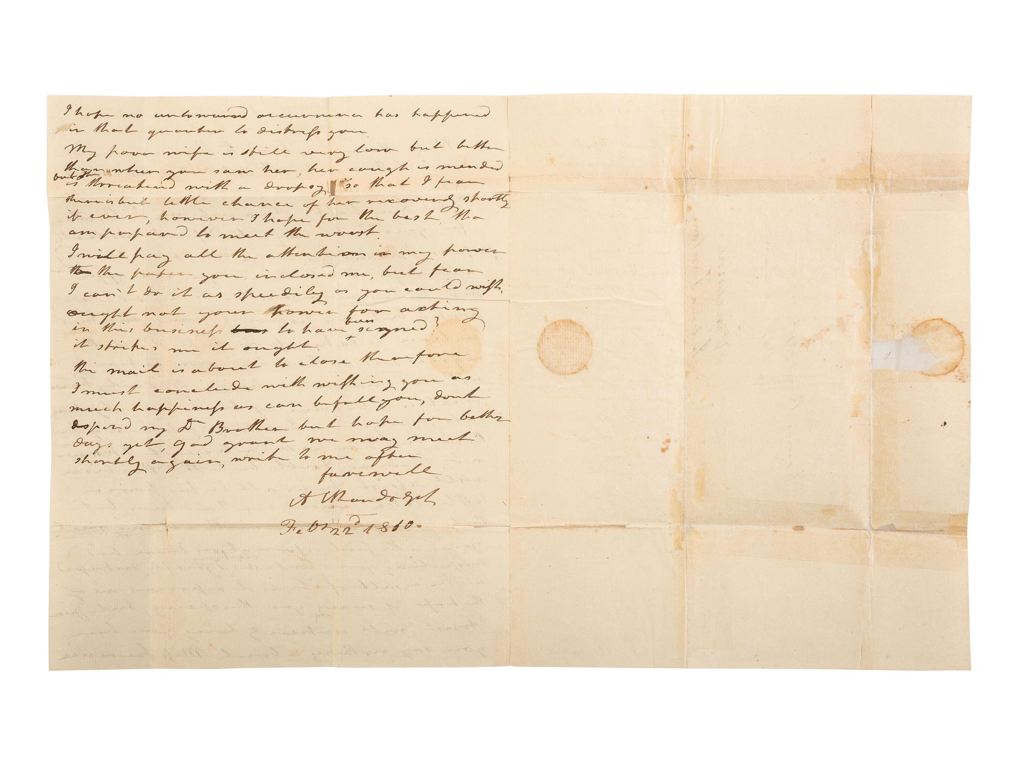 [ENSLAVEMENT & ABOLITION]. A group of six letters associated with enslaved individuals, including a letter related to the Randolph family of Virginia.
