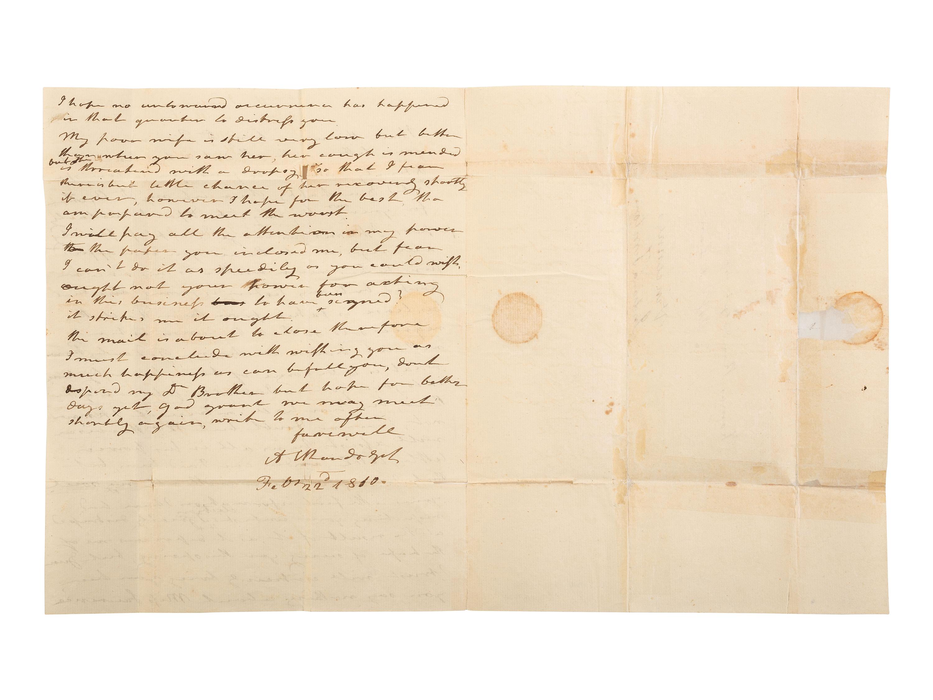 [ENSLAVEMENT & ABOLITION]. A group of six letters associated with enslaved individuals, including a letter related to the Randolph family of Virginia.