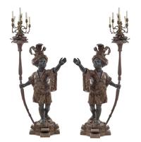 A Pair of Venetian Baroque Style Cast Metal Figural Torcheres Height 72 inches. — 20TH CENTURY
