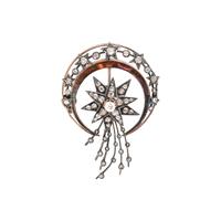 ANTIQUE, STAR AND MOON EN TREMBLANT BROOCH
