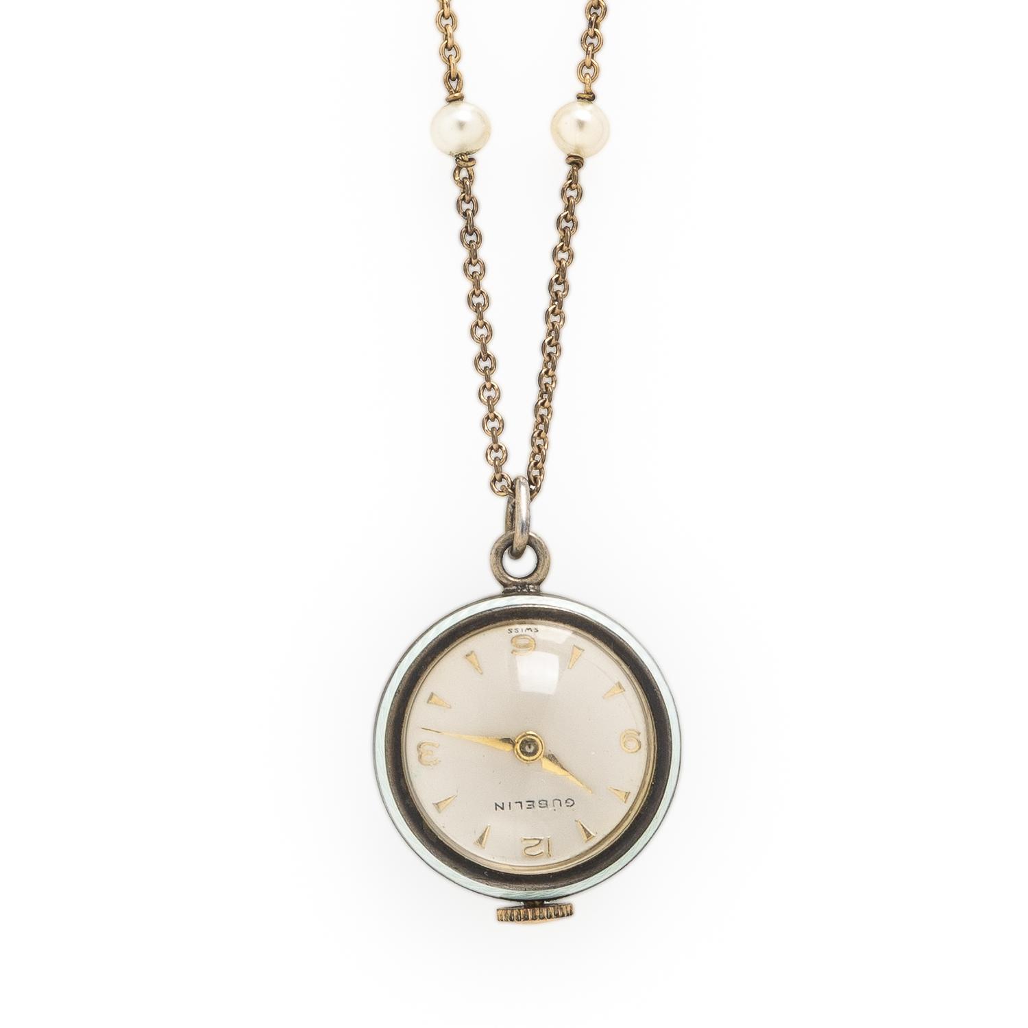 Gübelin, Enamel Pendant Ball Watch with Chain