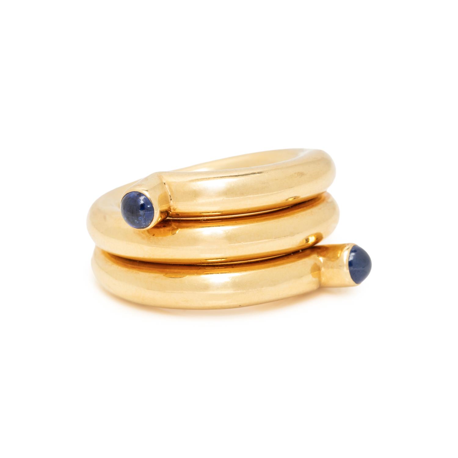 TIFFANY & CO., SCHLUMBERGER, YELLOW GOLD AND SAPPHIRE 'DOUBLE COIN' RING