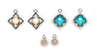 A Collection of Sterling Silver, 18 Karat Yellow Gold, Diamond and Gemstone Pendant/Charms, 8.40 dwts.