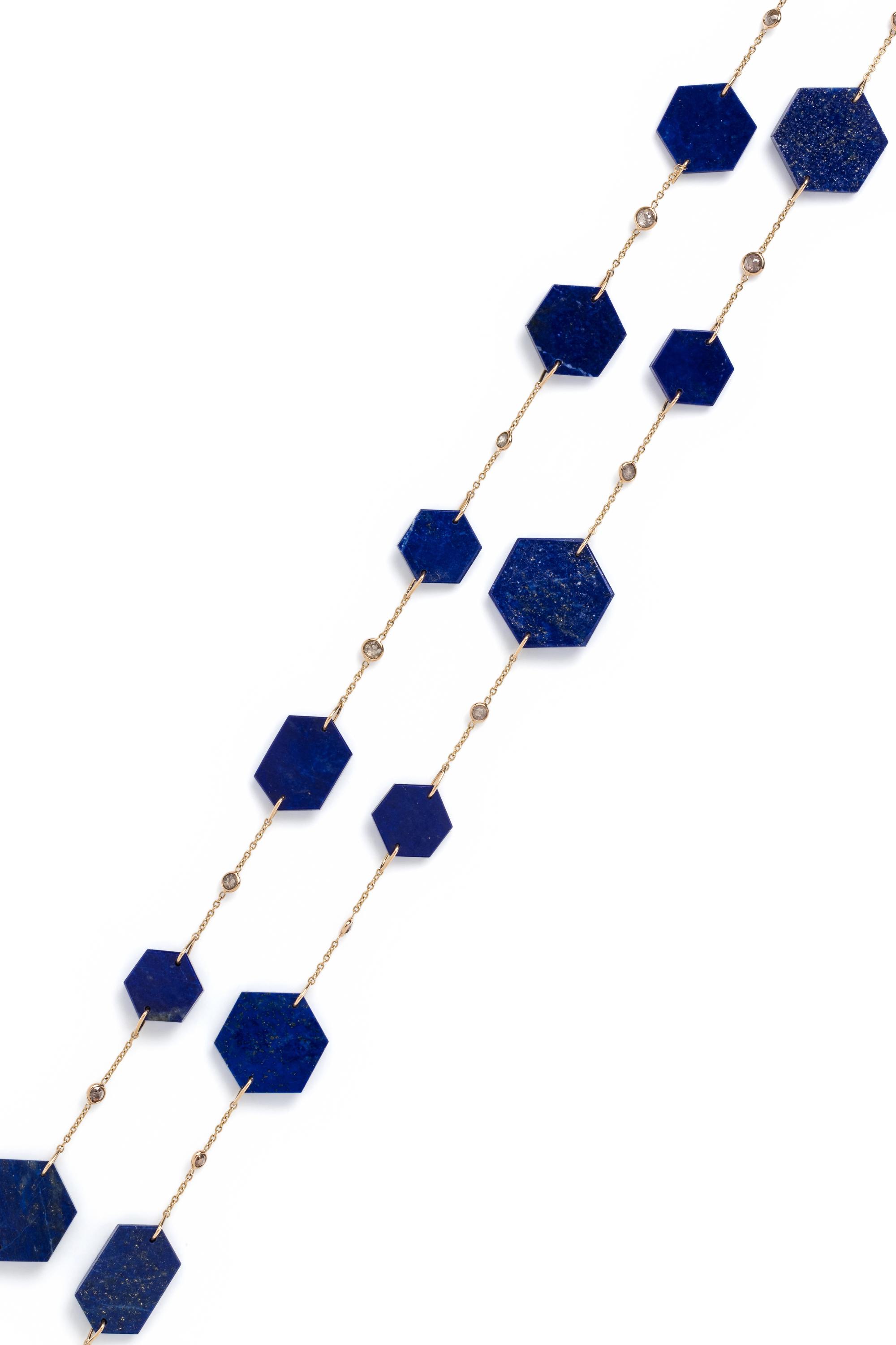 YELLOW GOLD, LAPIS LAZULI AND DIAMOND NECKLACE