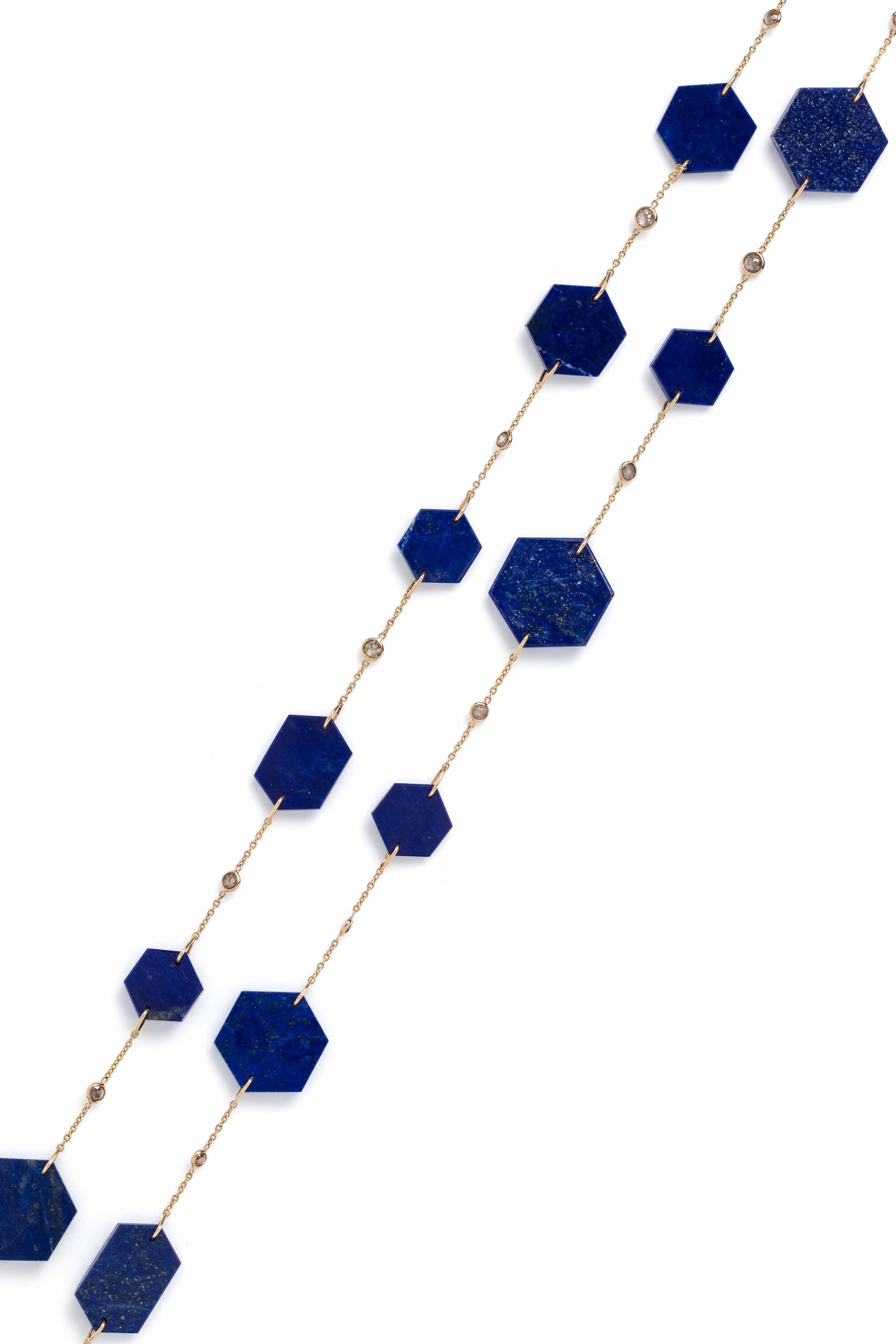 YELLOW GOLD, LAPIS LAZULI AND DIAMOND NECKLACE