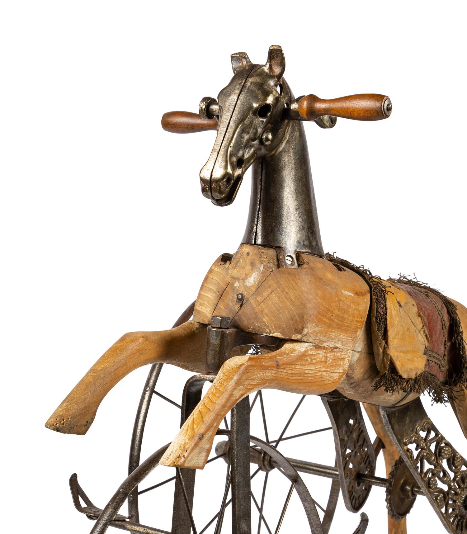 A French Oak and Steel Velocipede Attributed to Jean-Louis Gourdoux for Jugnet