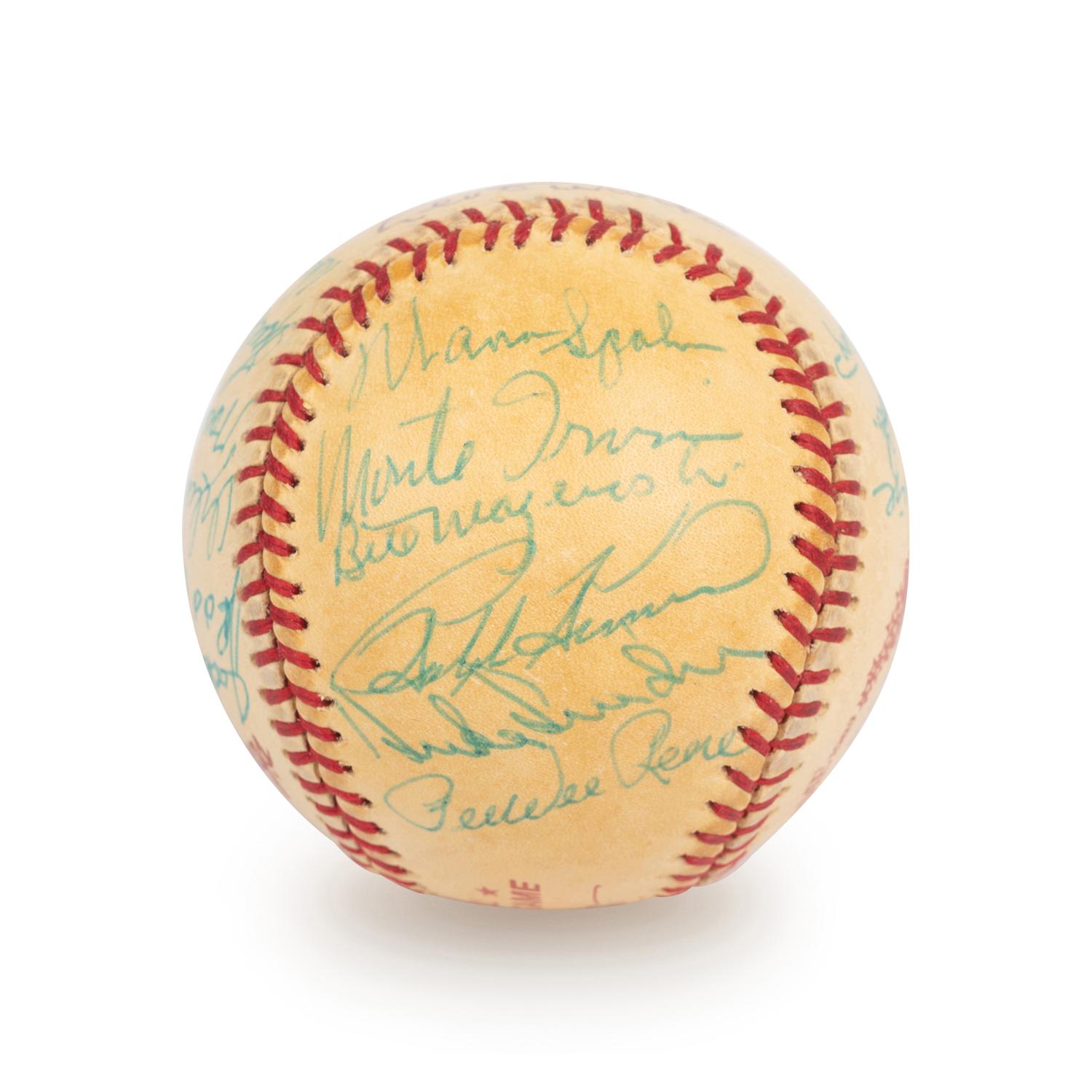 A 1983 Old Timers Game National League Team Signed Autograph Baseball With 22 Signatures Featuring Multiple Hall of Famers and Deceased Players,