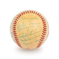 A 1983 Old Timers Game National League Team Signed Autograph Baseball With 22 Signatures Featuring Multiple Hall of Famers and Deceased Players,