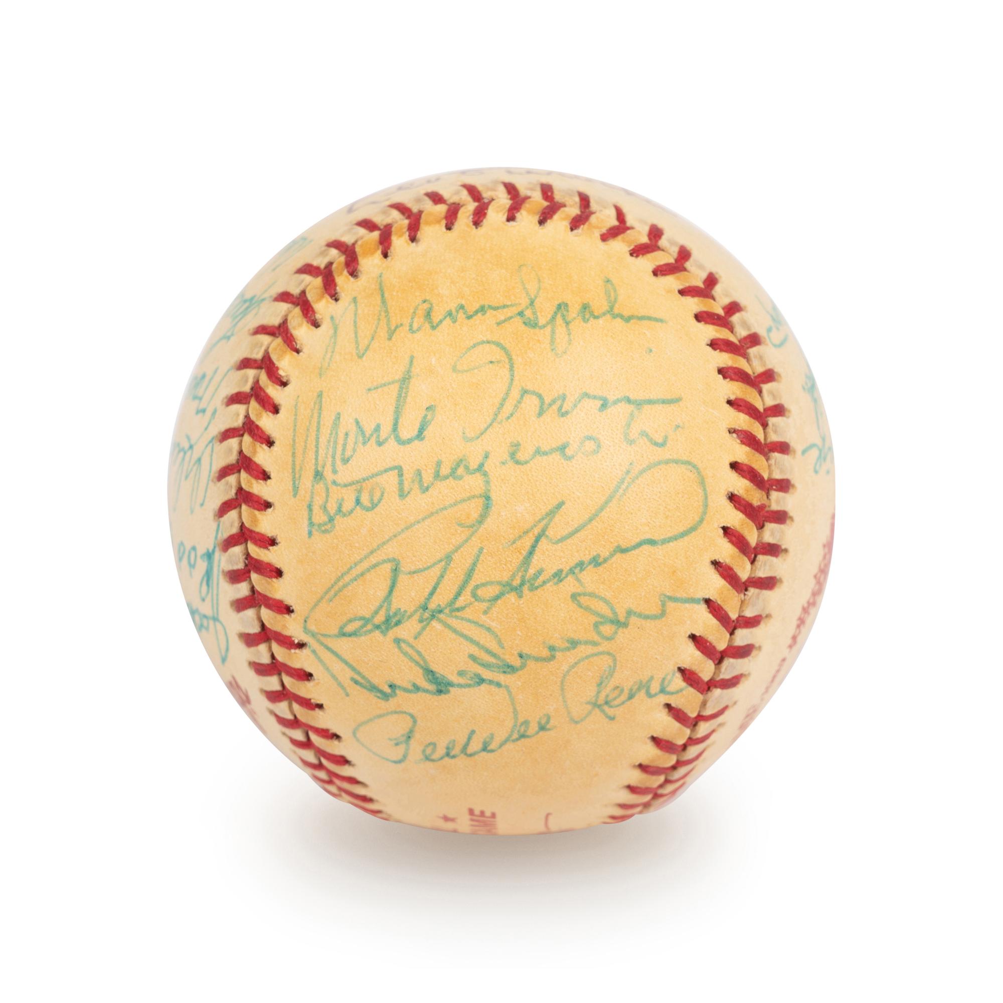 A 1983 Old Timers Game National League Team Signed Autograph Baseball With 22 Signatures Featuring Multiple Hall of Famers and Deceased Players,