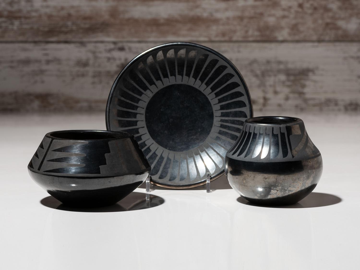 Blackware Pottery with Gunmetal Finish