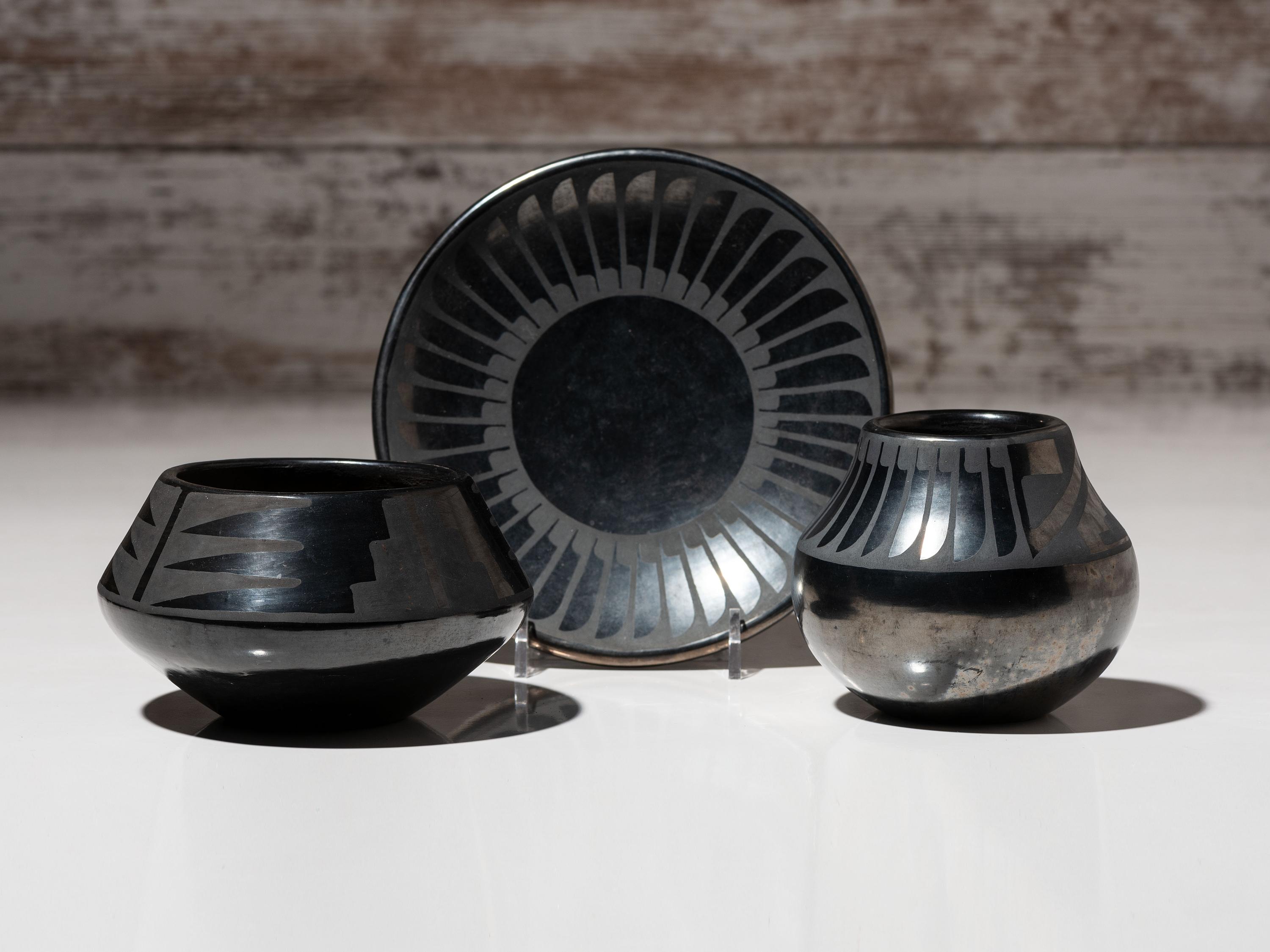 Blackware Pottery with Gunmetal Finish