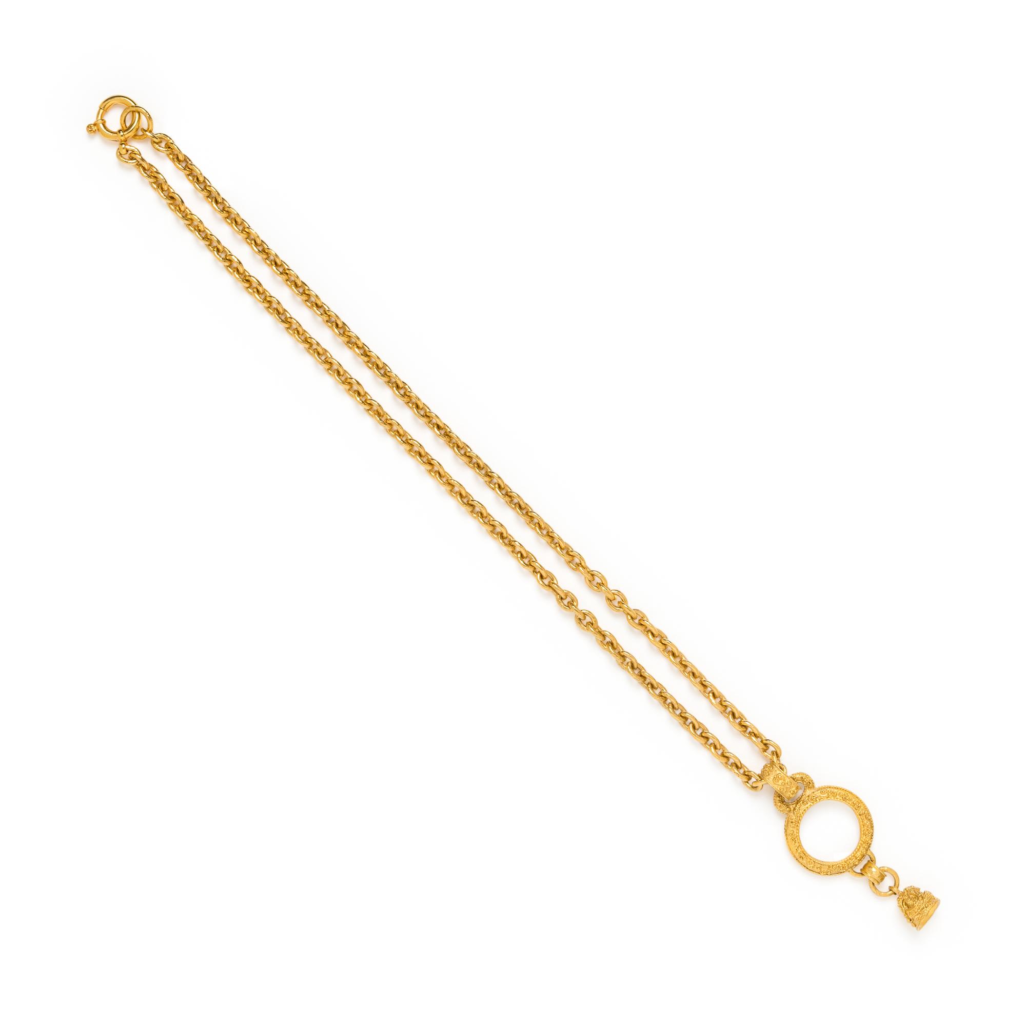 Chanel, Magnifying Glass & Bell Charm Pendant Necklace