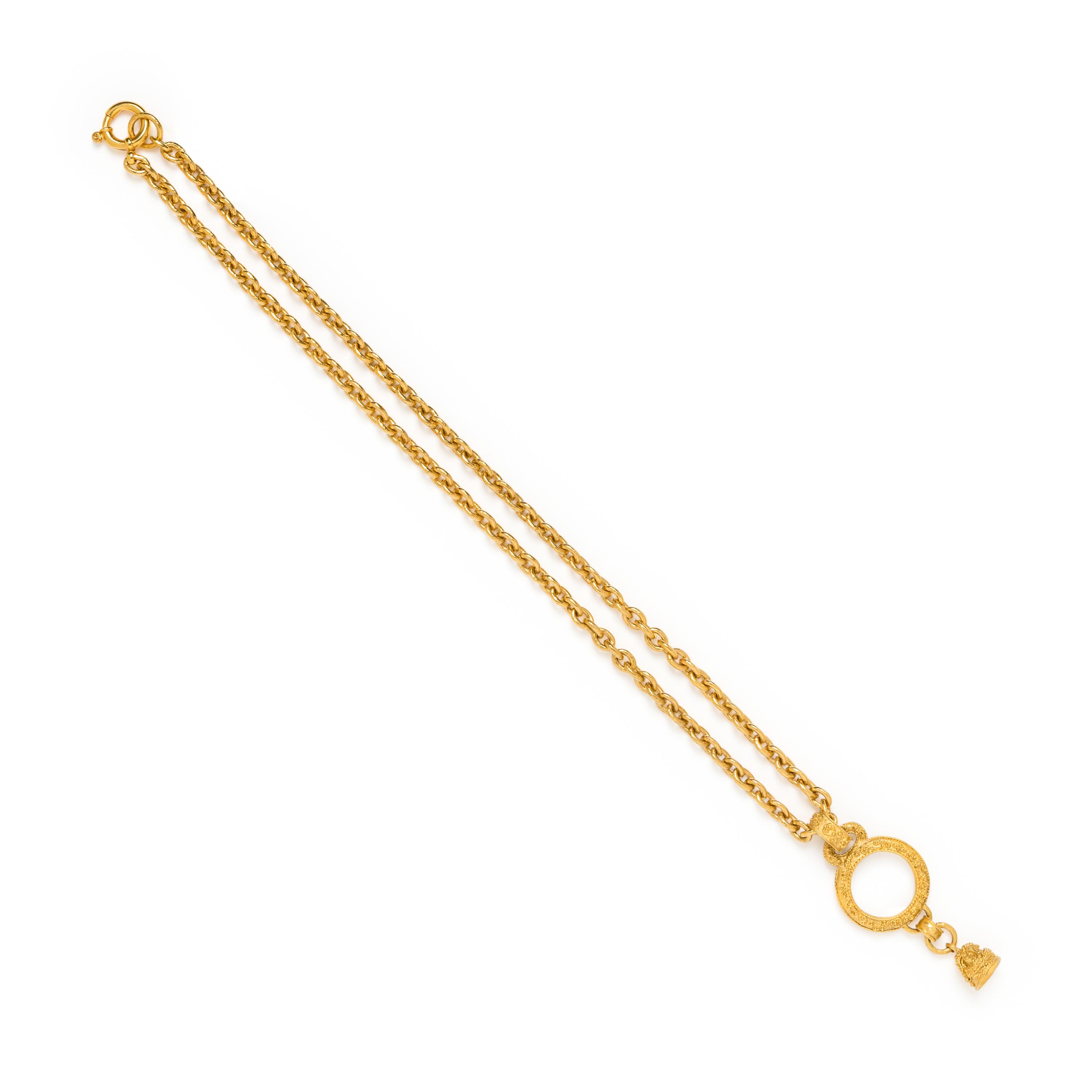 Chanel, Magnifying Glass & Bell Charm Pendant Necklace