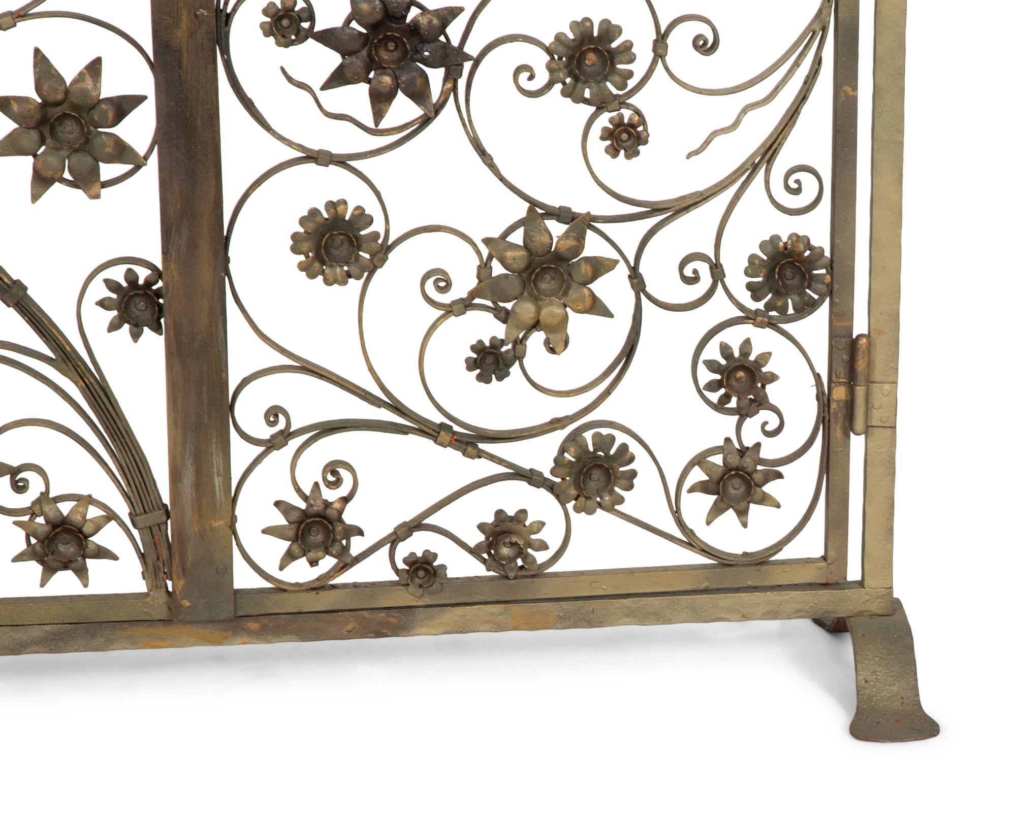 A Pair of Bronze Fireplace Gates from a Maurice Fatio-Designed Palm Beach House