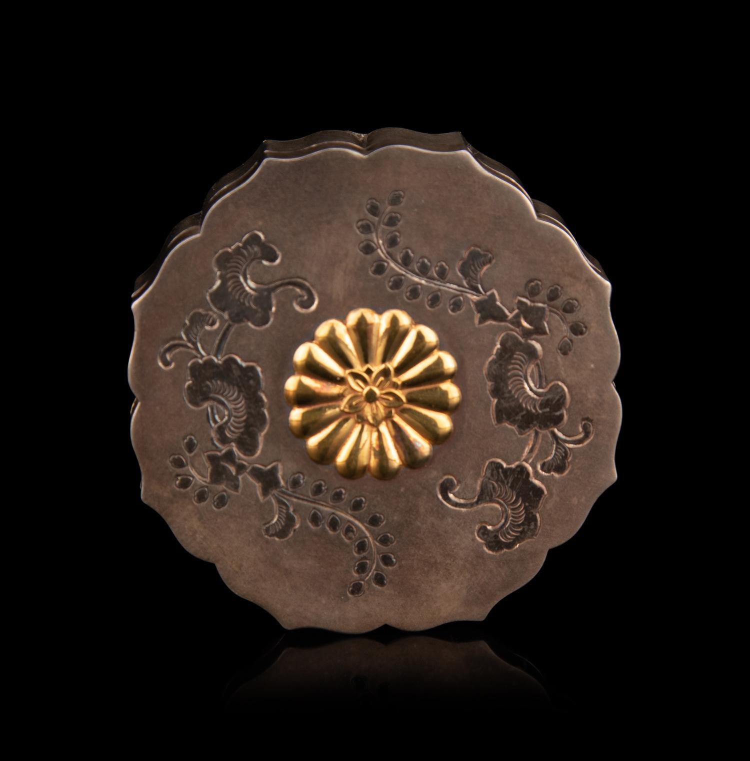 A Japanese Silver Floriform Bonbonnière