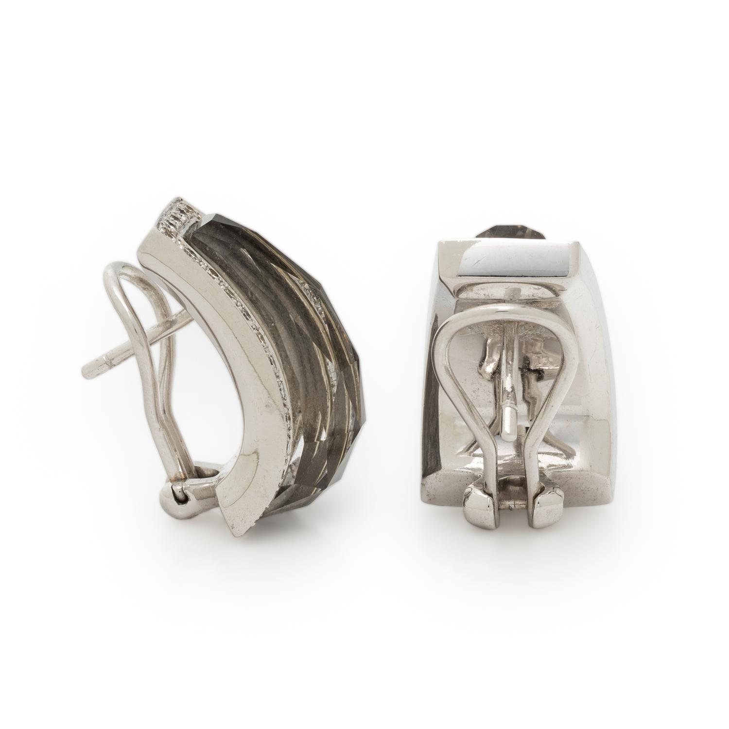 QUARTZ DOUBLET AND DIAMOND EARRINGS