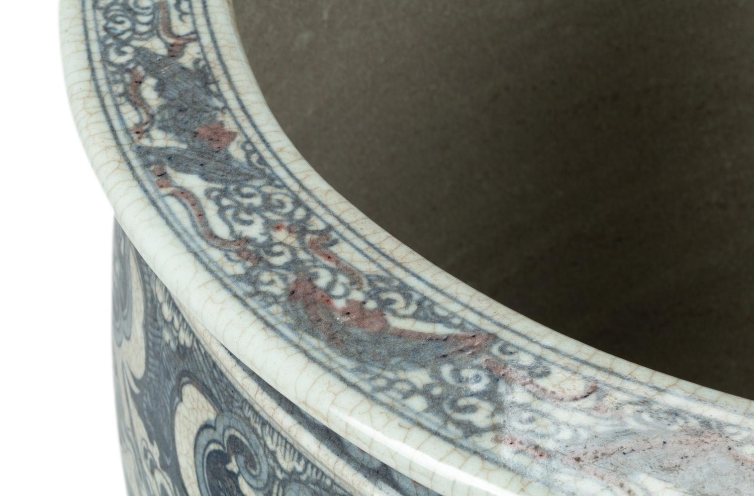 A Pair of Large Chinese Blue and White Porcelain Fish Bowls