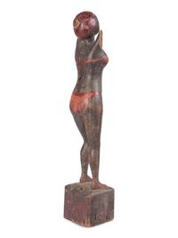 A Carved and Painted Wood Bather Figure