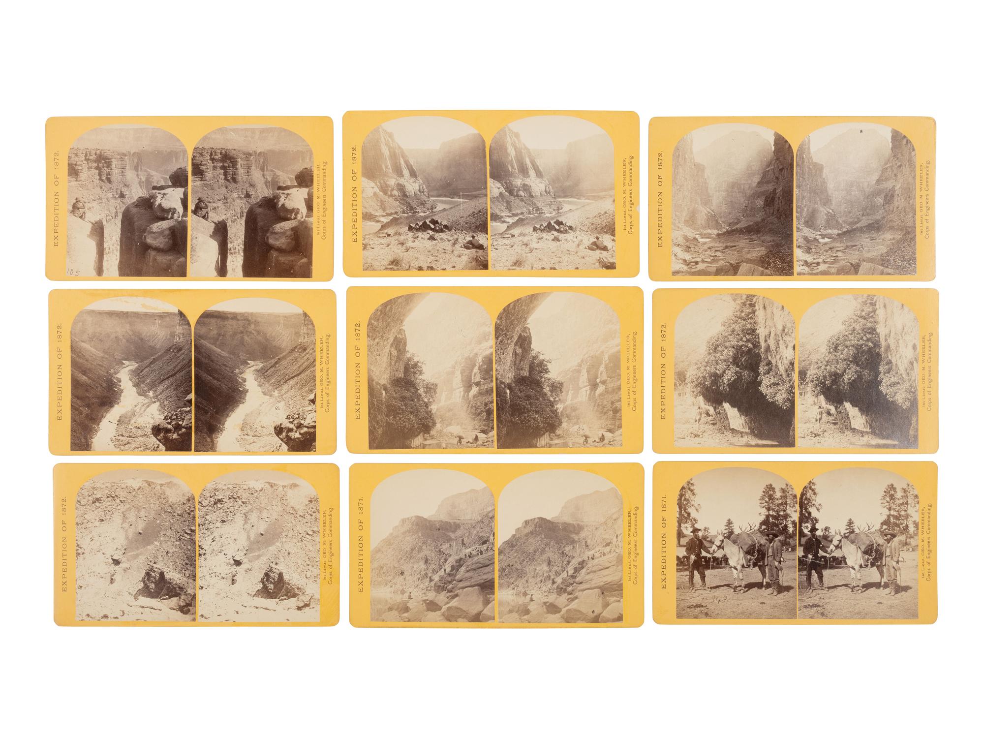 O'SULLIVAN, Timothy (1840-1882) and William BELL (1830-1910), photographers. Complete Set of 50 stereoviews from the Wheeler Expeditions of 1871-1874.