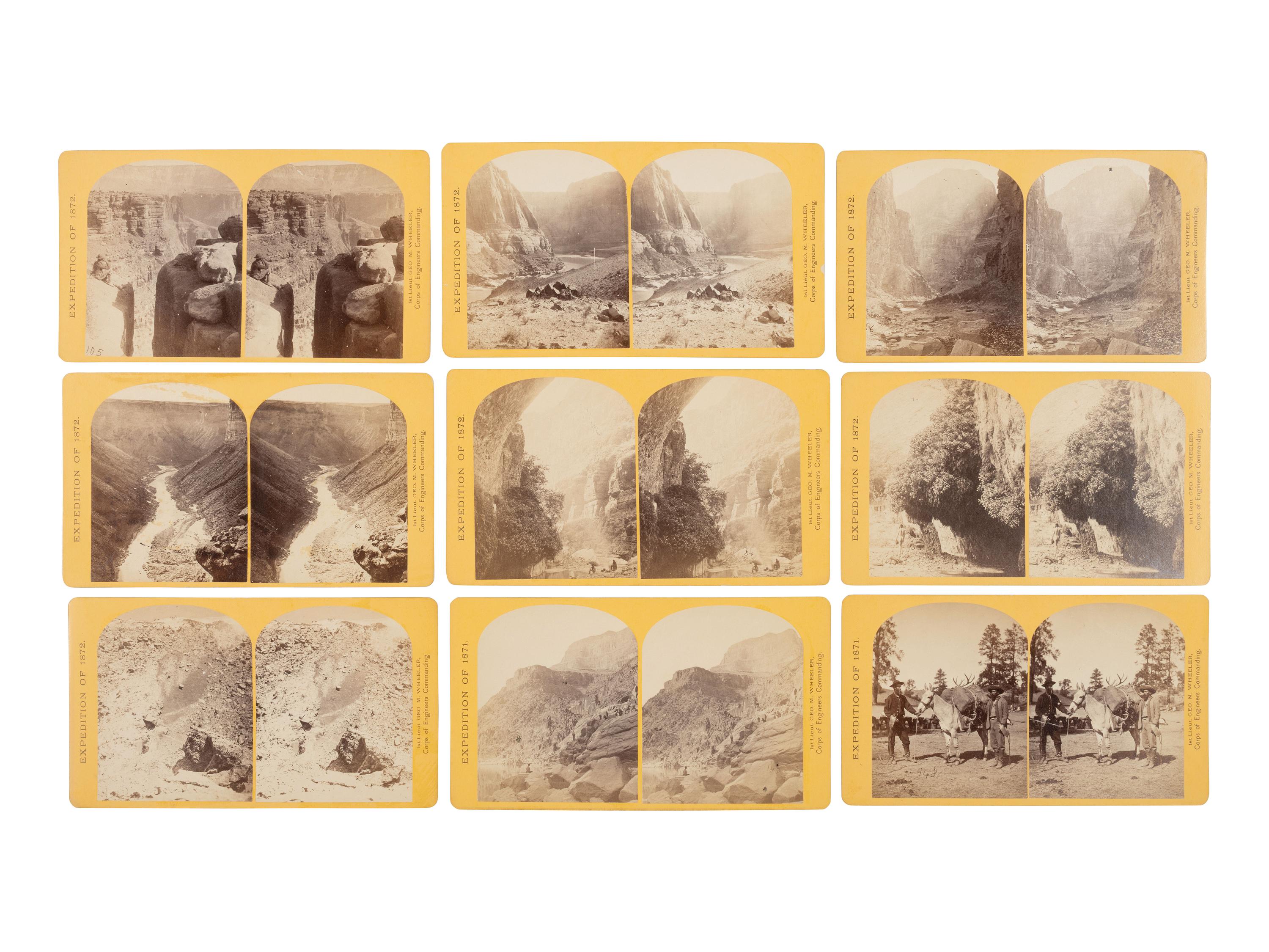 O'SULLIVAN, Timothy (1840-1882) and William BELL (1830-1910), photographers. Complete Set of 50 stereoviews from the Wheeler Expeditions of 1871-1874.