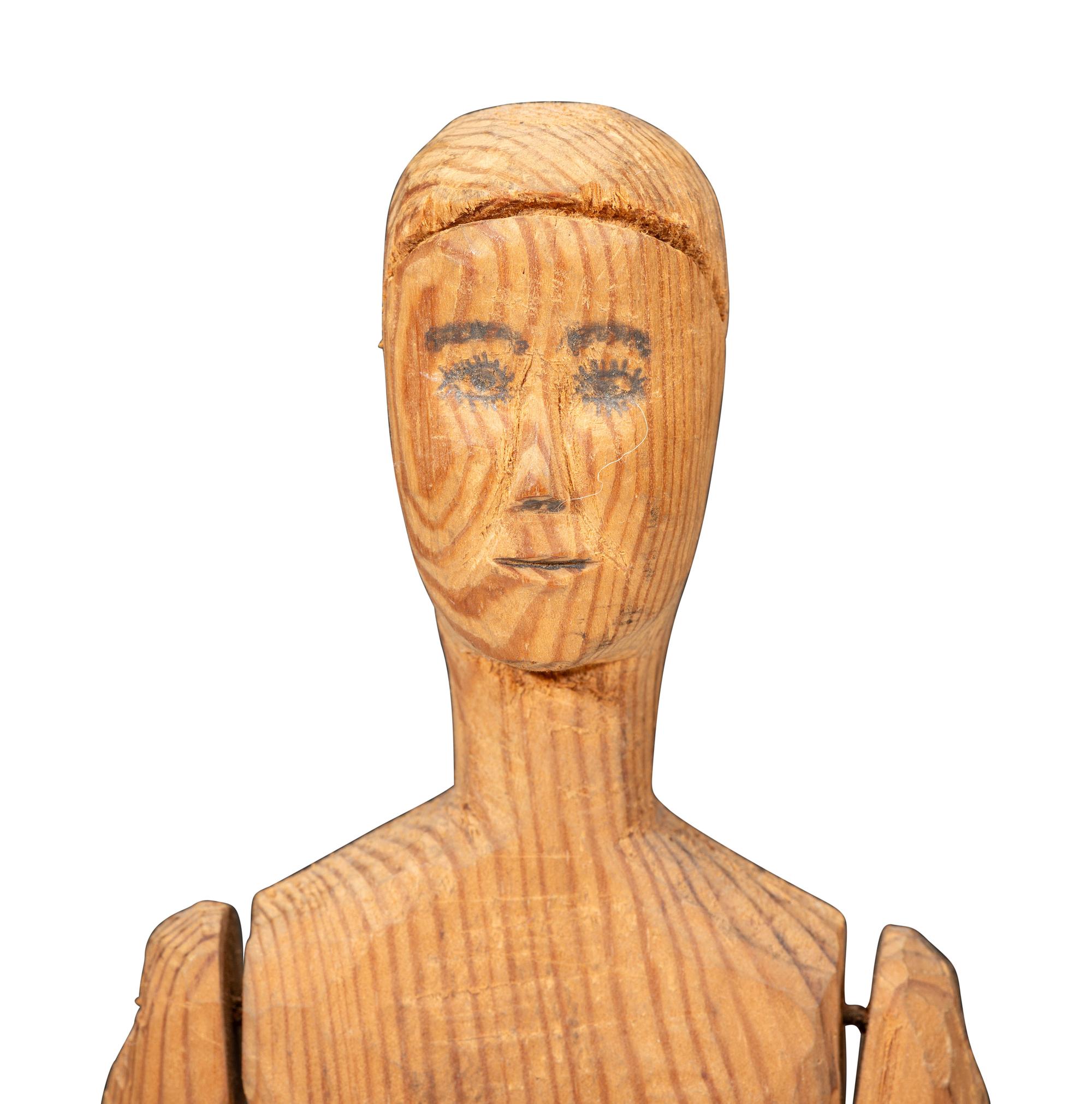 Four Folk Art Carved Wood Articulated Figures
