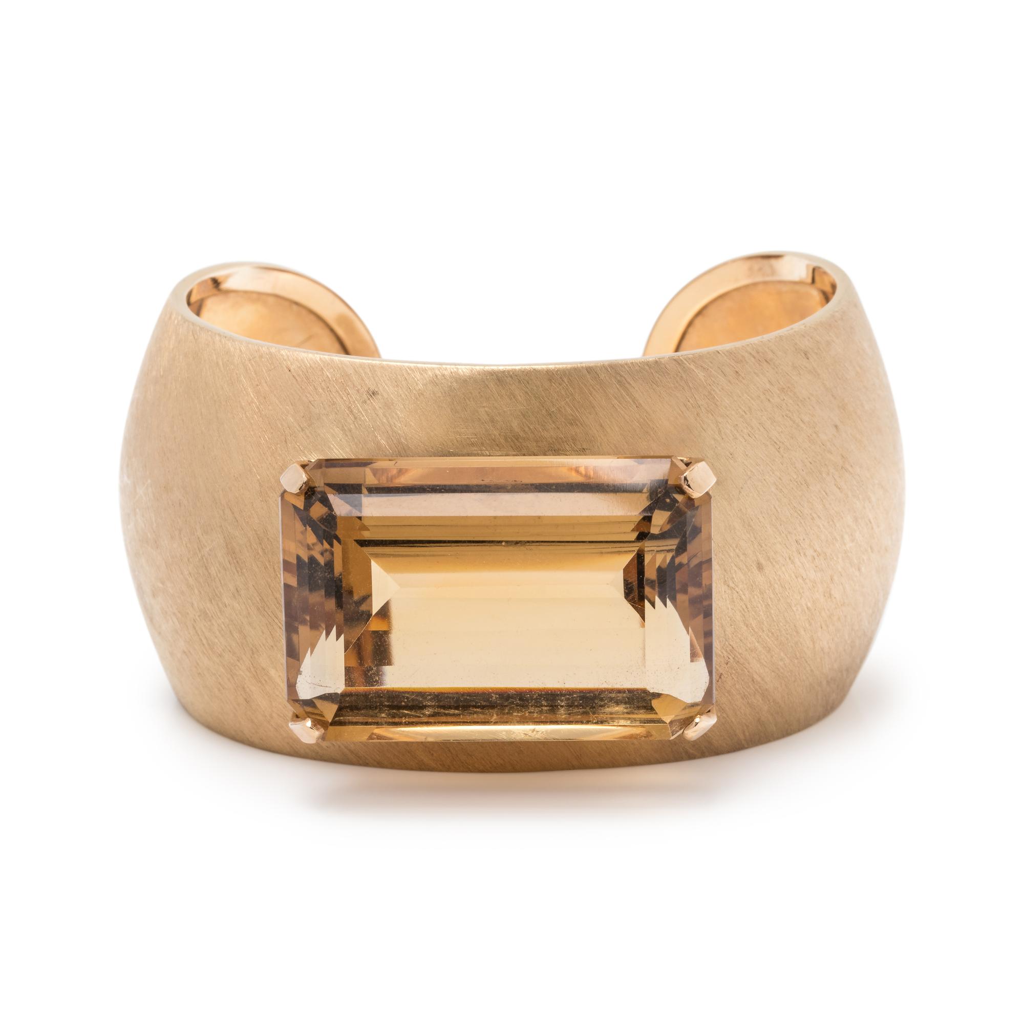 YELLOW GOLD AND CITRINE CUFF BRACELET
