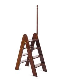 A Set of English Mahogany and Brass Folding Library Steps