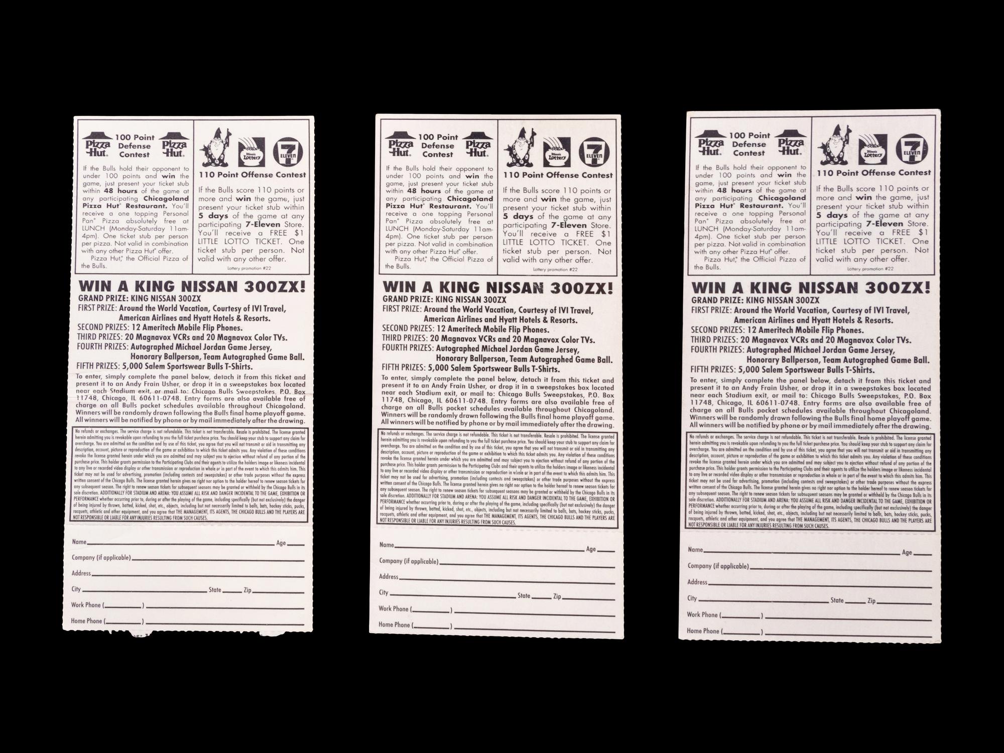 A Group of Three 1993 NBA Playoffs Chicago Bulls Michael Jordan Ticket Stubs,
