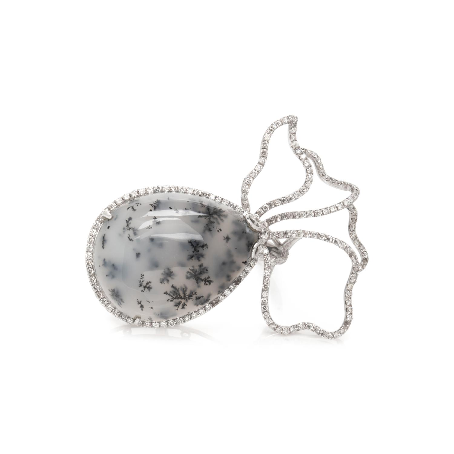 SIFEN CHANG, DENDRITIC OPAL AND DIAMOND RING