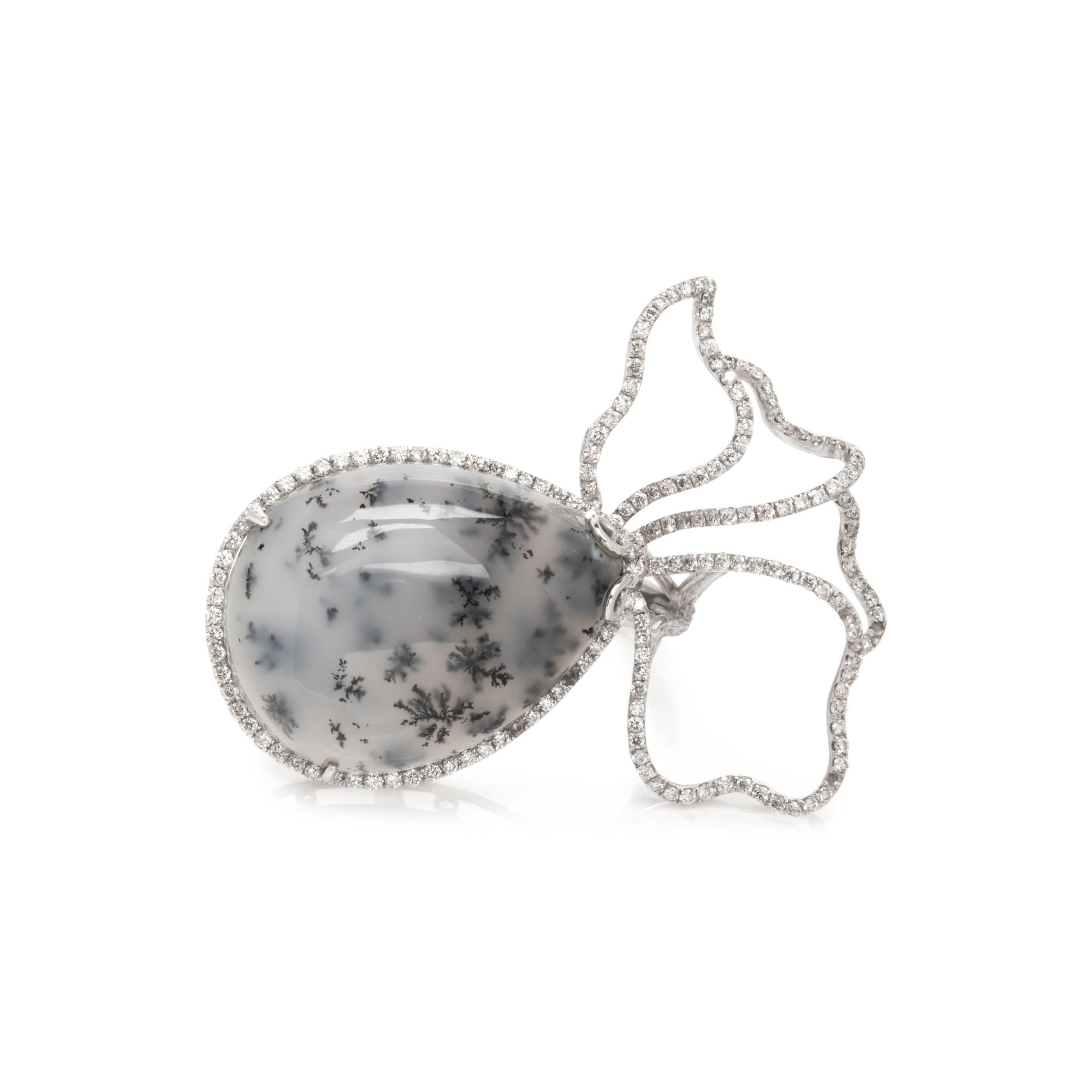 SIFEN CHANG, DENDRITIC OPAL AND DIAMOND RING