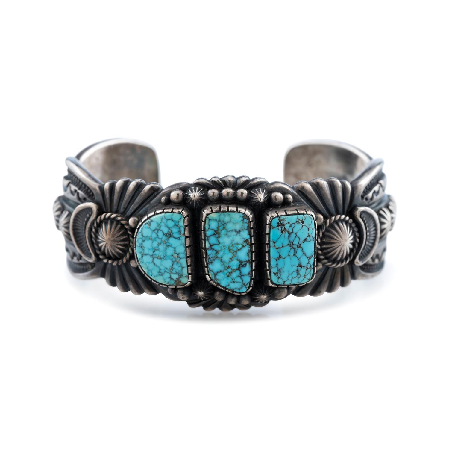 Silver and #8 Turquoise Cuff Bracelet
