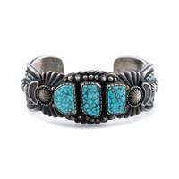 Silver and #8 Turquoise Cuff Bracelet