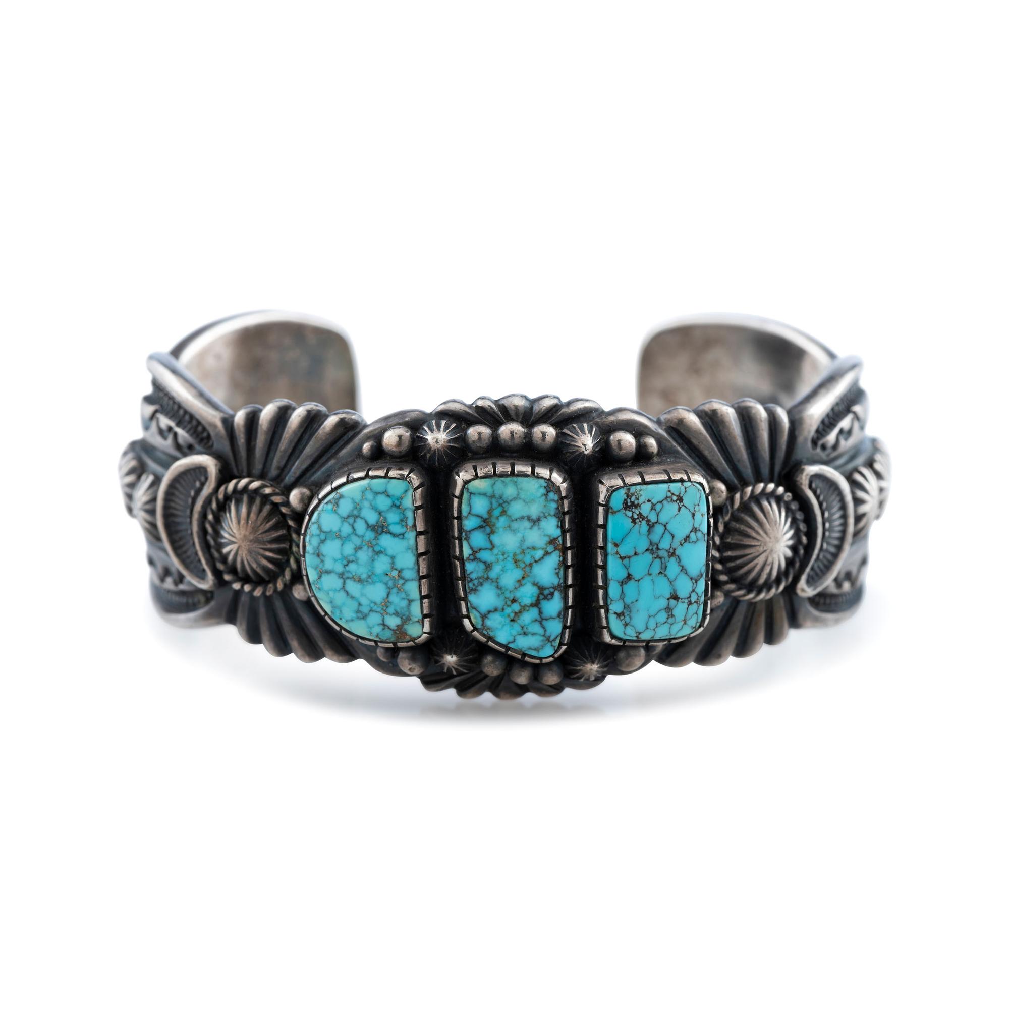 Silver and #8 Turquoise Cuff Bracelet