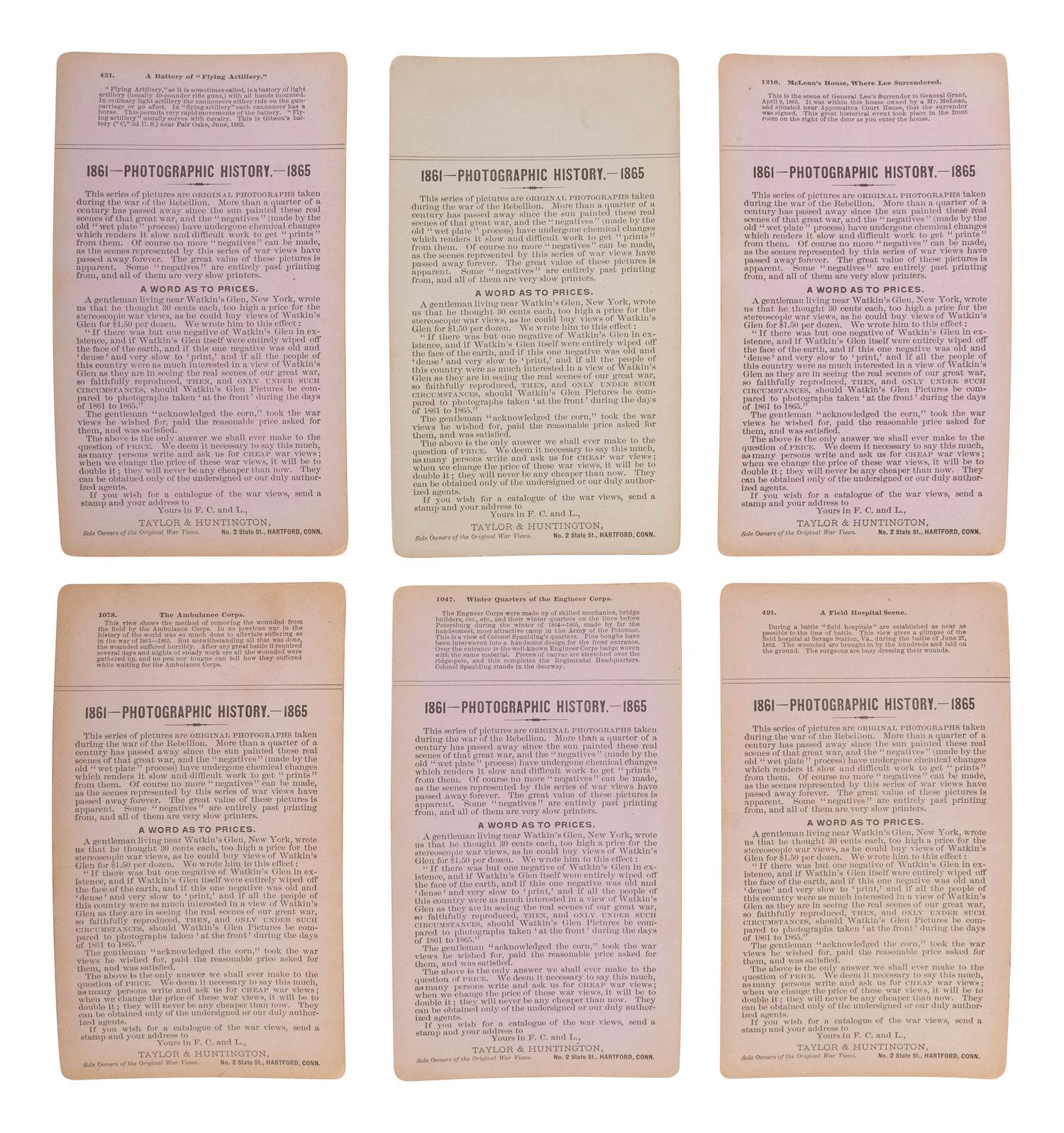 [CIVIL WAR]. A group of 23 stereoviews featuring significant locations and events throughout the war. Hartford, CT: Taylor & Huntington, ca 1890s.