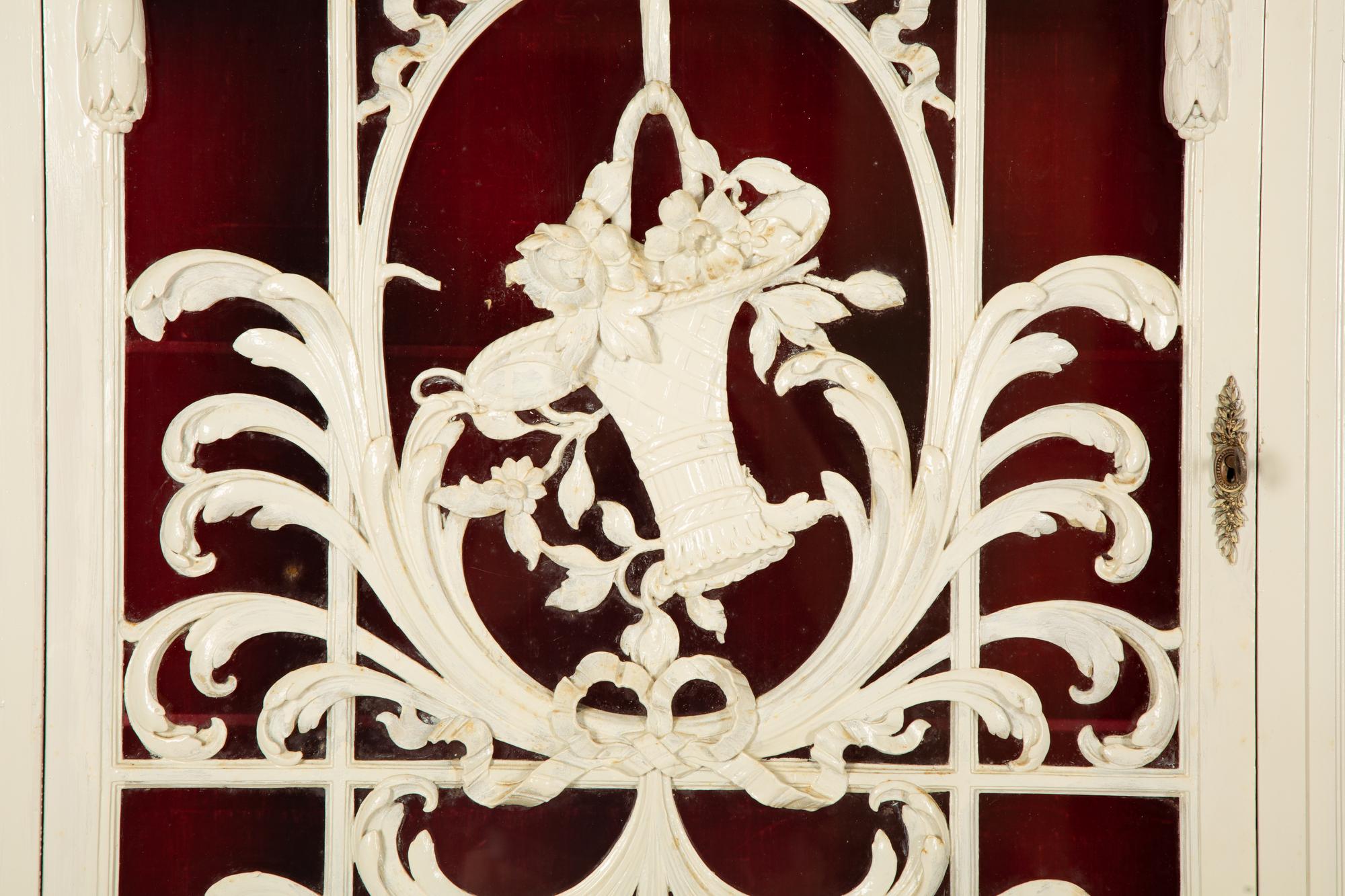 A Continental White Painted Cabinet on Marble Top Base — Late 19th Century