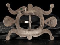 Sandcast Coin Silver and Bisbee Turquoise Belt Buckle