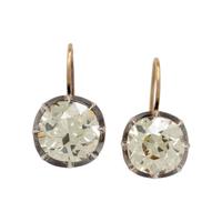 DIAMOND, YELLOW GOLD, AND SILVER EARRINGS