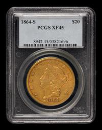 A United States 1864-S Liberty Head $20 Gold Coin