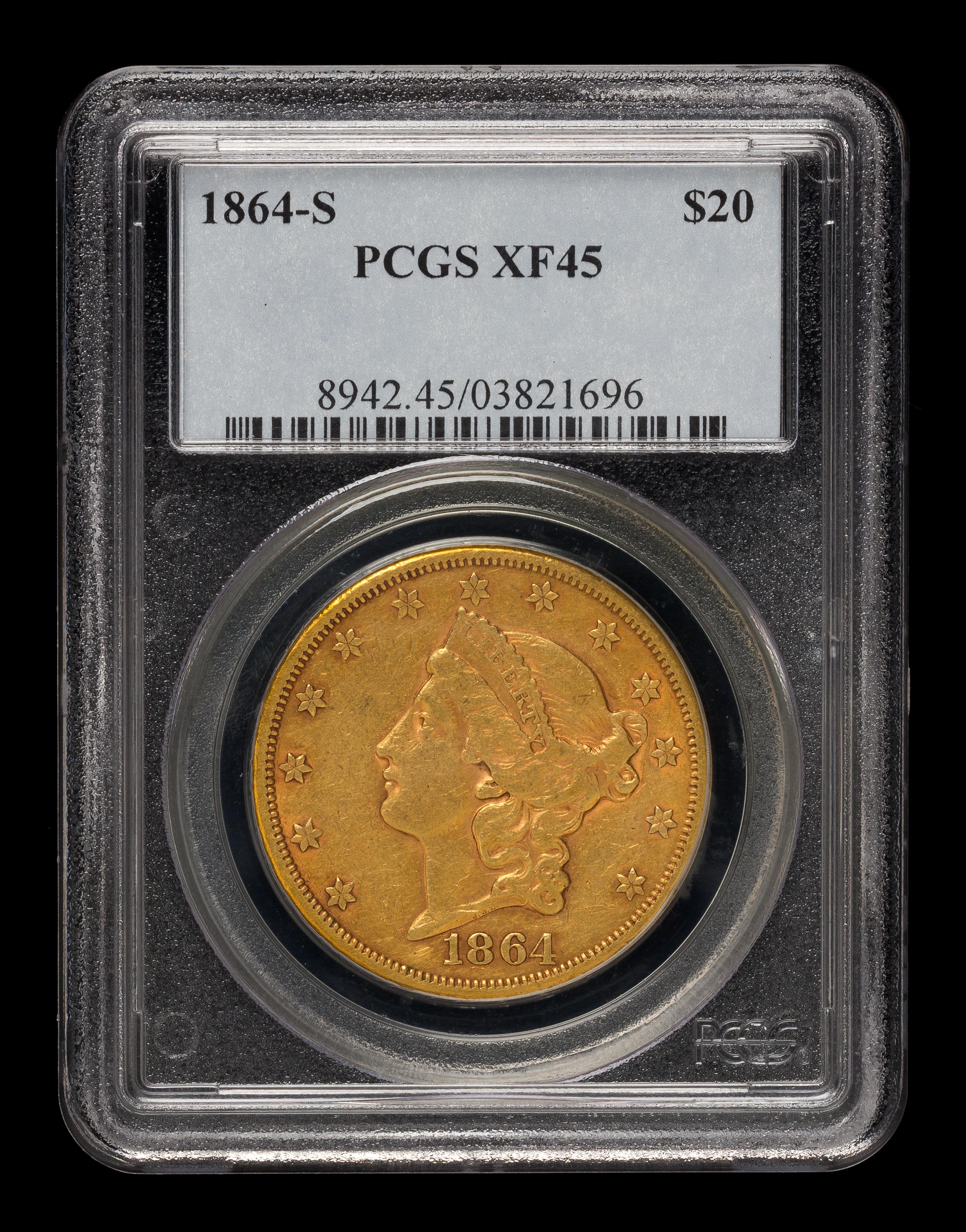 A United States 1864-S Liberty Head $20 Gold Coin