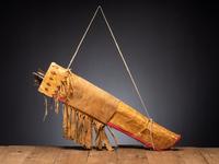 Apache Beaded Hide Quiver, with Six Arrows