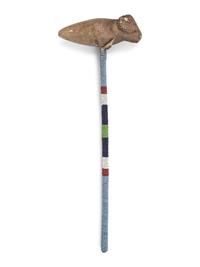 Sioux Figural Stone Club, with Beaded Handle