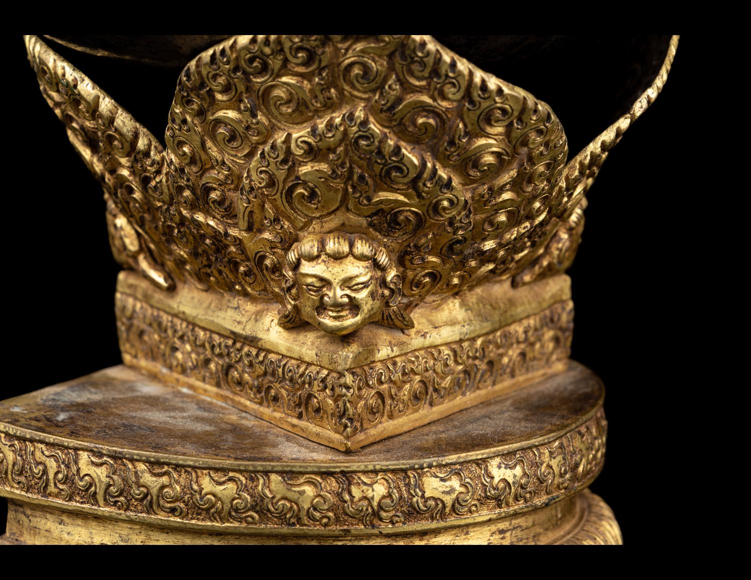 A Tibetan Coral Inset Silver and Gilt Bronze Kapala Bowl