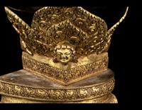 A Tibetan Coral Inset Silver and Gilt Bronze Kapala Bowl