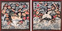A Pair of Chinese Embroidered Silk Rank Badges