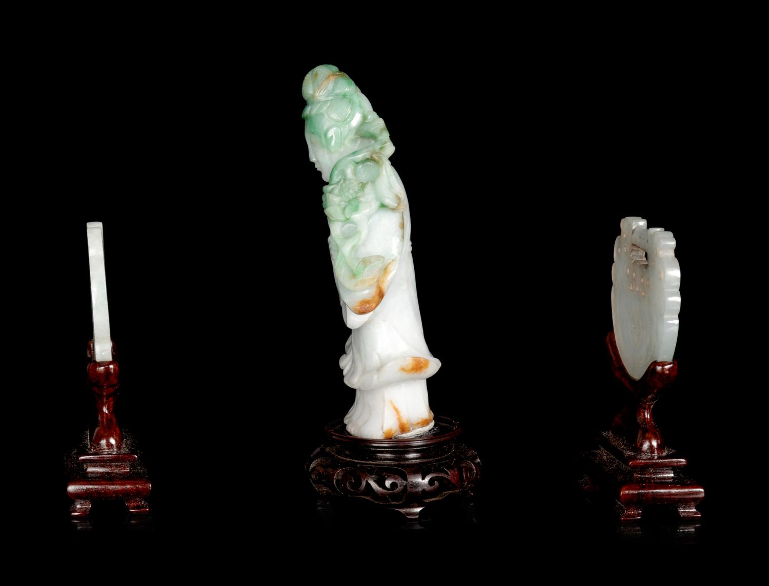 Three Chinese Carved Jadiete Articles