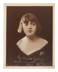 PONSELLE, Rosa (1897-1981). Black and white photographic portrait signed (“Rosa Ponselle”) and additionally inscribed to Charles Gallup, March 1922.
