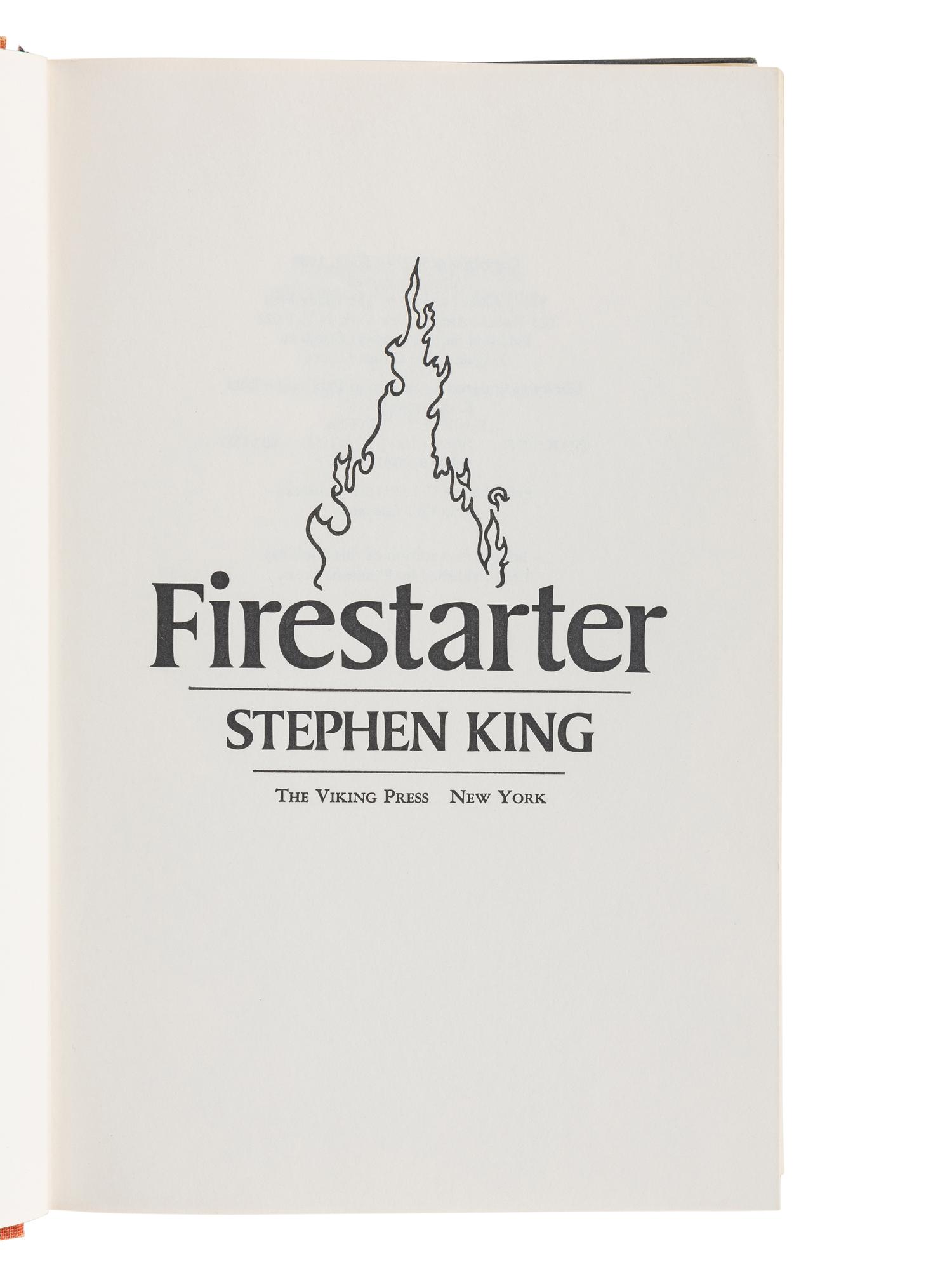 KING, Stephen (b. 1947). Firestarter . New York: The Viking Press, 1980.
