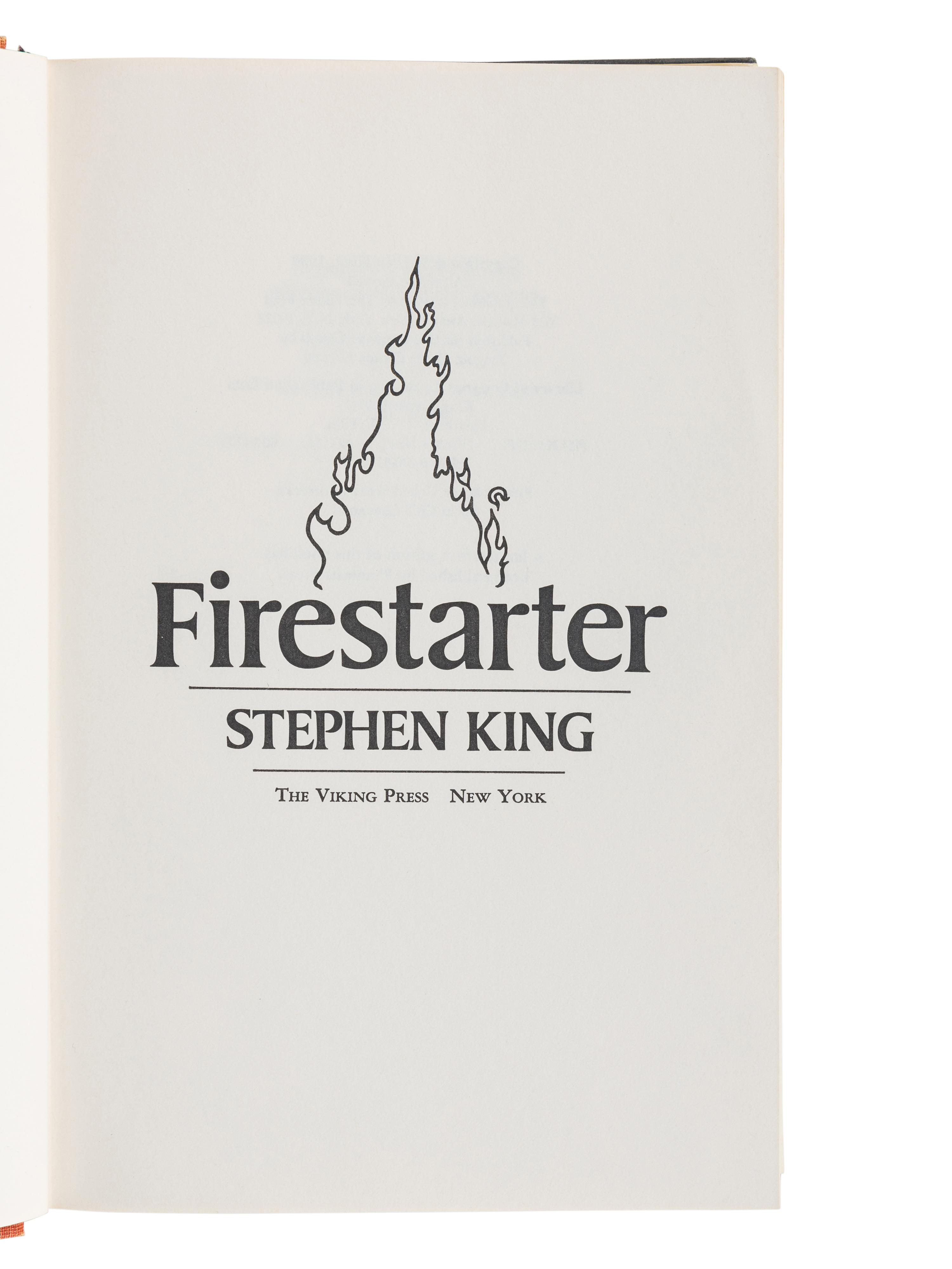 KING, Stephen (b. 1947). Firestarter . New York: The Viking Press, 1980.