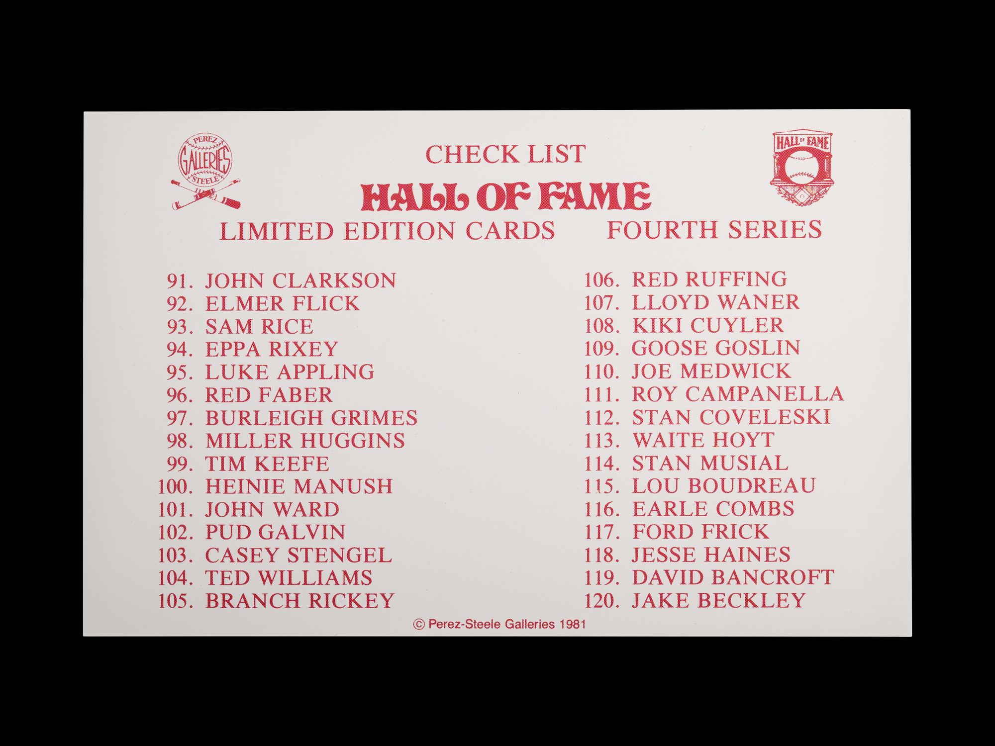 A Complete Run of 1980-2002 Series One Through Fifteen Perez-Steele Baseball Hall of Fame Post Cards